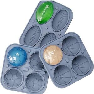 Sphere ice cube Mold with Lids, 3 Packs, Football, Soccer, Basketball Shape